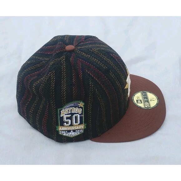 New Era Houston Astros Herringbone 50 Years 59FIFTY Fitted Hat Cap 7 1/2 Brown - Picture 2 of 5